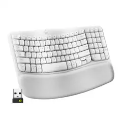 LOGITECH - Teclado Ergonómico Wave Keys inalámbrico USB Bluetooth Blanco