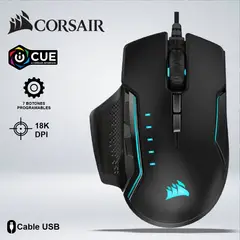 CORSAIR - MOUSE GAMER CORSAIR GLAIVE RGB PRO 3 ZONAS RGB 3 AGARRES 18 KDPI