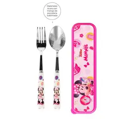 GENERICO - Cuchara y Tenedor Acero y Porcelana Con Estuche Para Niños Blanco