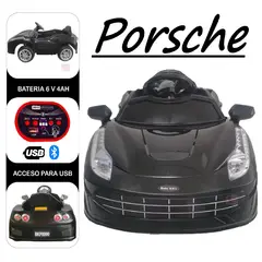 BABY KITS - Carrito Batería USB Bluetooth Control Remoto PORSCHE-Negro