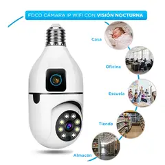 OEM - Foco Cámara de Seguridad IP WiFi Doble Lente Giratoria 360° y Estática
