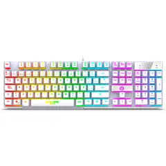 ENKORE - Teclado Gamer Blanco con Luces Rainbow Brain 603W USB Español Ñ