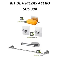 GENERICO - KIT 5 PIEZAS TOALLERO 60CM ACERO SUS 304