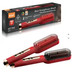 GENERICO - Cepillo alisador iónico con peine integrado - Rojo