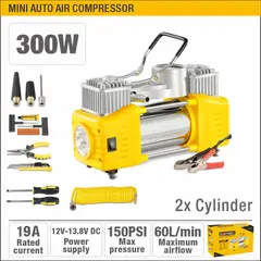 UYUSTOOLS - MINI COMPRESORA A BATERÍA DOBLE PISTÓN 300W