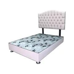 MUEBLES MACRUMO - Cama tapizada Varsovia - 1.5 Plz - Color Beige claro