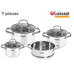 LUISSANT - Set de Ollas de Acero c tapa de Vidrio 7piezas Luissant