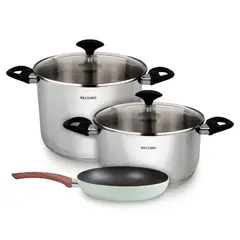 RECORD - Juego de Ollas Gia Plus Acero Inoxidable N°22-26 + Sartén Menta N°22