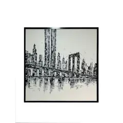 MAP DESIGN HOME - Cuadro Decorativo al Óleo Puente Brooklyn 103x103 cm