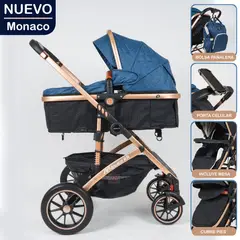 BABY HAPPY - Coche Cuna Moises Monaco Golden Azul