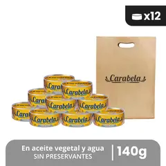 CARABELA - Filetes de Atún en aceite vegetal 140gr Pack x12