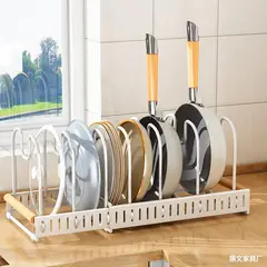 GENERICO - Organizador de Tapas Ollas y Sartenes extensible blanco