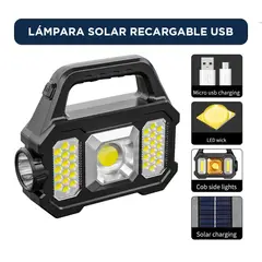 GENERICO - Linterna Solar Recargable USB para Acampar Portátil 50 LED