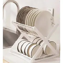 GENERICO - Organizador Escurridor de Platos Modelo X Color Blanco