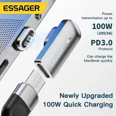 ESSAGER - Adaptador Magnetico tipo C - Para Laptops y Celulares -