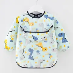 GENERICO - Mandil Babero Manga Larga para Niños 3 años dino Verde