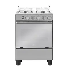 MIDEA - COCINA A GAS 4 QUEMADORES PUERTA ESPEJO - SILVER