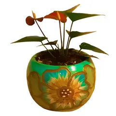 GENERICO - Maceta Decorativa Artesanal con Diseño Floral 16x16x12.5