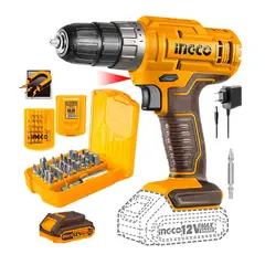 INGCO TOOLS - TALADRO ATORNILLADOR 12V CDLI1218 + SET 30 PUNTAS INGCO