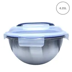 GENERICO - Bowl de Acero Inoxidable Con Tapa 4.35 L Apto Para Microondas