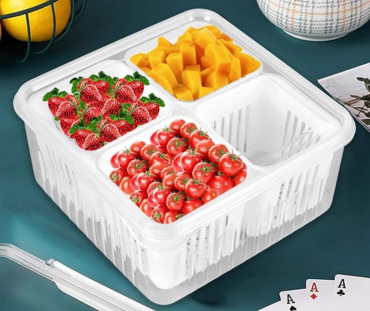 Organizadores refrigerador con 4 cesta de drenaje