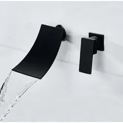 XM - Grifo Monocomando Elegante de lavabo Negro Mate con Cascada