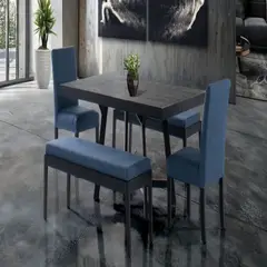 DMUEBLES - Comedor 2 sillas + 2 bancas Granada - Negro