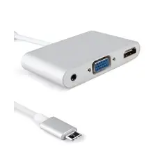 SEISA - Adaptador Tipo C A HDMI 4k Y VGA Con Audio 3.5mm Hub 3 En 1