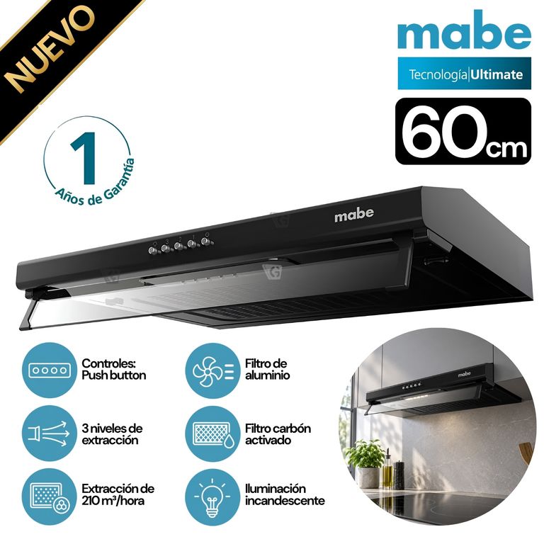 Campana Extractora Mabe CMU6020PB0 60cm Negro