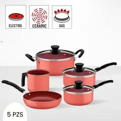 TRAMONTINA - Juego de Ollas Evora Ceramic 5 Piezas Naranja