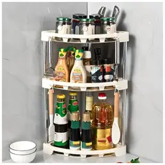 MINARI - Organizador Esquinero 3 Niveles con Ganchos para Cocina Blanco A77