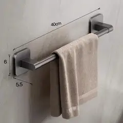 GENERICO - Toallero Barra de Toalla Sin Perforación Aluminio 40cm Gris