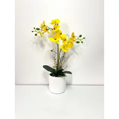 GENERICO - ORQUIDEA AMARILLA BASE BLANCA CILINDRICO 47X12