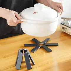 MEGIMPERU - Soporte Plegable para Ollas con Aislamiento y Resistencia al Calor