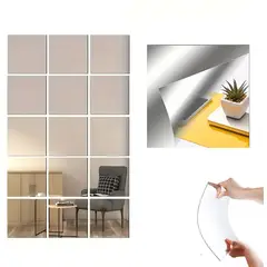 GENERICO - Espejo adhesivo de pared cuadrado 1 pcs