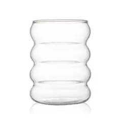MOLAND - 4 Vasos ondas 300 ml Vidrio Resistente al Calor