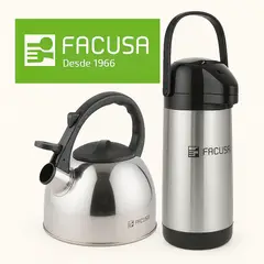 FACUSA - Combo Tetera Acero Inoxidable 3litros y Termo Sifón
