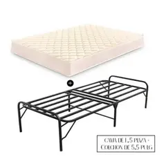 GENERICO - Cama Plegable 1.5 plz con Colchón Zebra 7 Pulg