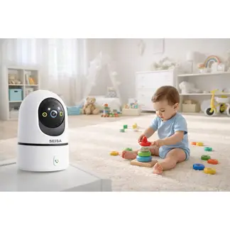 SEISA - Monitor de Bebe Rotación Visión Nocturna WIFI Voz Bidireccional