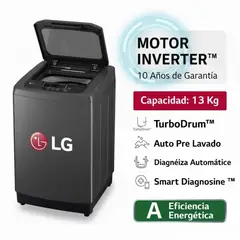 LG - Lavadora WT13BPBK 13kg Smart Motion Carga Superior Negro Claro