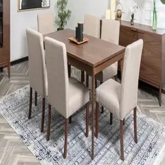 DMUEBLES - Comedor 6 sillas Serena - Beige/Nogal