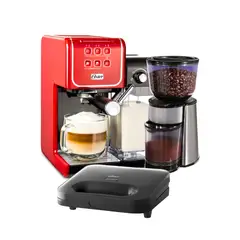 OSTER - Combo Cafetera PrimaLatte + Molinillo de Café + Sandwichera