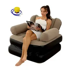 GENERICO - Sofá Cama Inflable Sillón Puff Gigante de Hogar Terraza Habitación color beige