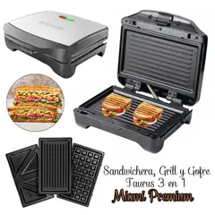 TAURUS - Sandwichera, Grill y Gofre 3 en 1