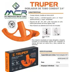 TRUPER - DOBLADOR DE TUBO CONDUIT 34 pulgada y 12 pulgada