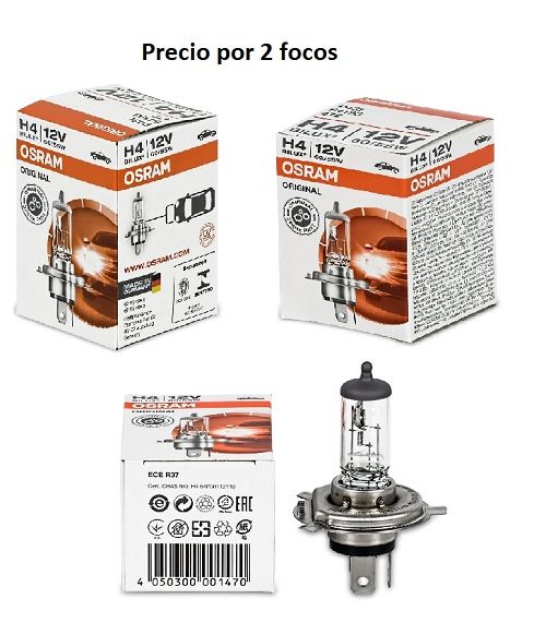Foco H4 2 Unidades Halógeno 12V 60/55W P43t