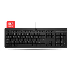 HP - Teclado 125 con Cable color Negro Español