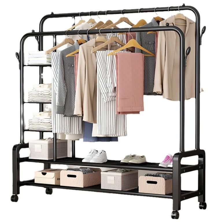 Perchero organizador ropa doble barra reforzado