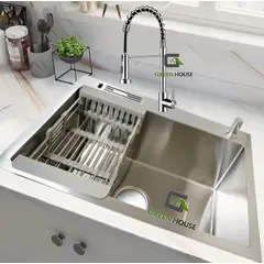 GREEN HOUSE - COMBO 60x45x23cm PORTA CUCHILLO ACERO SATINADO + MEZCLADORA