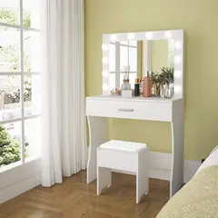 VENTITAS HOME - Tocador + Banco + Espejo Gia Blanco
